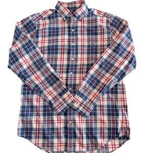 Vineyard Vines Men’s Medium Blue & Red Checkered Button Down Shirt Slim Fit